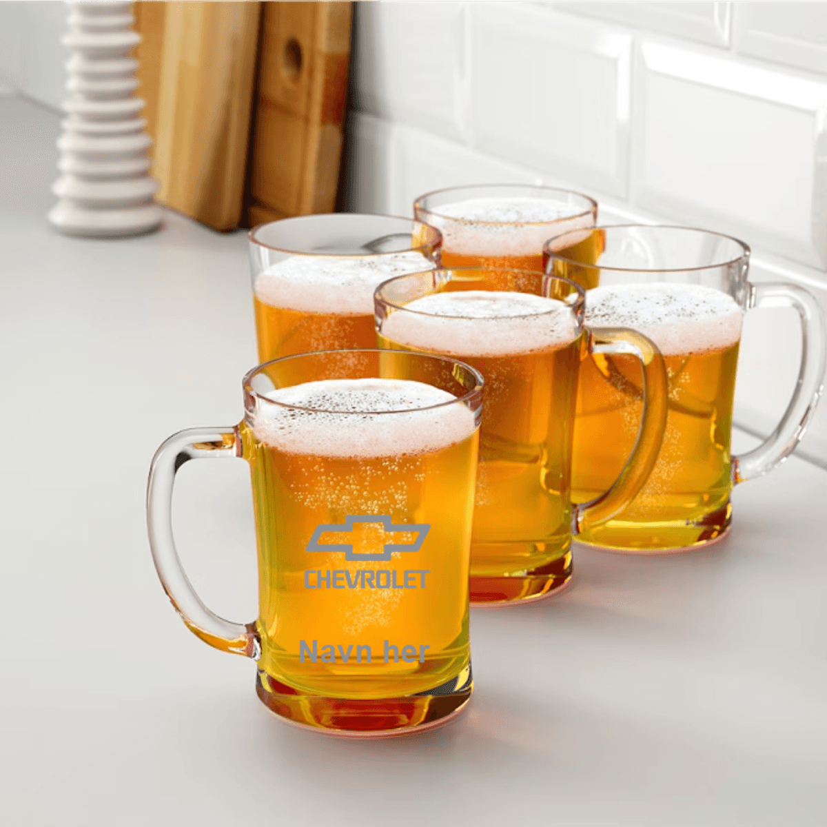 Chevrolet ølkrus med navn
